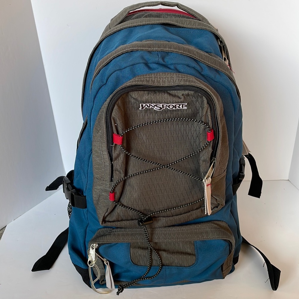 Jansport Blue/Black/Gray School Travel Backpack Unisex Gem